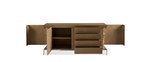 Wood Species: Quartersawn Oak. Fancy veneer on door. 9060 Sand, No Wire Brush. Sheen: Low.