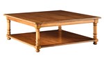 CE1053C. Maple. Scored Plank Top. English Leg. Option 1: Shelf in Place of Stretcher. GC11X Waxed Pine. Min/Chain, Med. Sheen. 48 x 48 x 18"