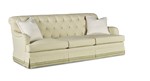 F7302-Sage (Diamond Tufted Back), Skirt Base Trim: 93ABR-Green, Std. 20" Throw Pillows: F1455-Pearl, Trim: 637AFR-Ivory